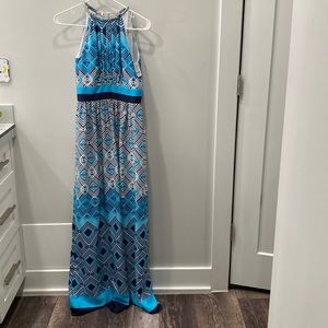 Geo maxi navy dress. NWT.